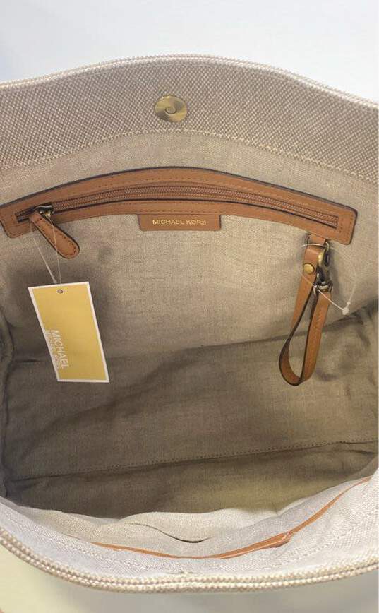 Michael Kors Isla Brown Leather Trim + Canvas Tote Bag (NWT) image number 4