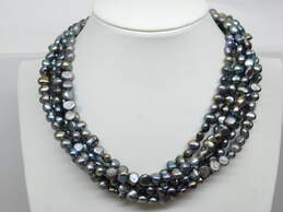 Artisan Silver Tone Multi Strand Pearl Necklace