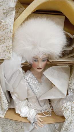 Franklin Heirloom Doll w/ White Dress & Fur Hat In Box alternative image