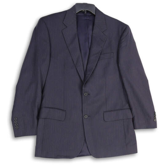 Mens Blue Notch Lapel Flap Pockets Long Sleeve Two Button Blazer Size 40R image number 1