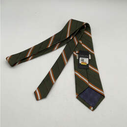 NWT Mens Green Silk Striped Four-In-Hand Classic Clip-On Designer Neck Tie alternative image