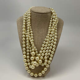 Designer J. Crew Gold-Tone Multi Strand White Pearl Toggle Beaded Necklace