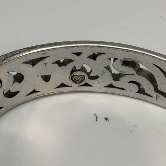 Designer Brighton Silver-Tone Scroll Design Hinged Classic Bangle Bracelet image number 4
