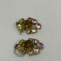 Designer J. Crew Gold-Tone Multicolor Rhinestone Fish Hook Drop Earrings image number 2