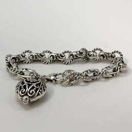 Designer Brighton Silver-Tone Plated Fancy Bib Heart Charm Chain Bracelet alternative image
