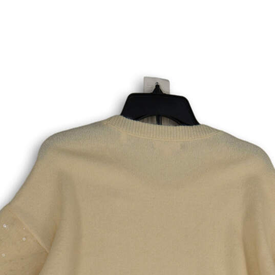 NWT Womens Ivory Sequin Crew Neck Long Sleeve Pullover Sweater Size Large image number 4
