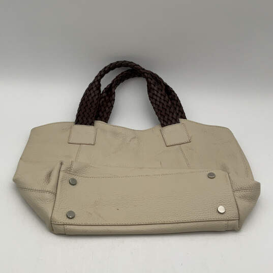 Womens Beige Leather Studed Inner Zip Pocket Top Handle Fashionable Handbag image number 2