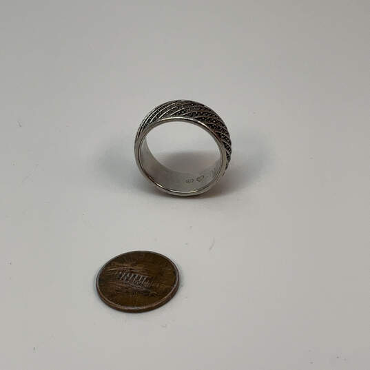 Designer Swarovski Silver-Tone Black Rhinestone Round Shape Band Ring image number 4