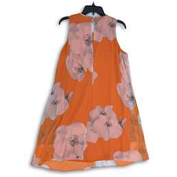 Calvin Klein Womens Orange Pink Floral Round Neck Sleeveless A-Line Dress Sz 12 alternative image