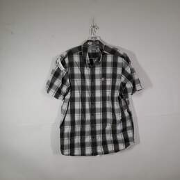 Mens Plaid Short Sleeve Chest Pockets Collared Button-Up Shirt Size XL