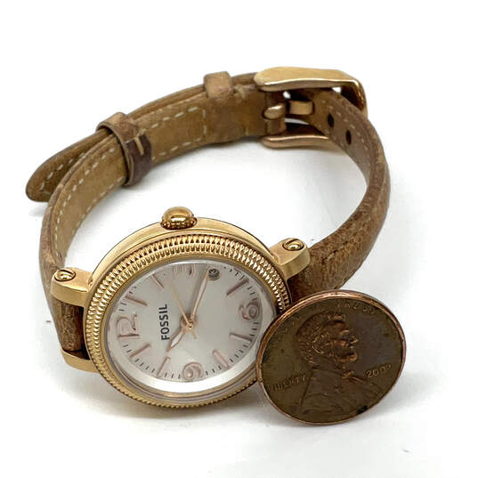 Designer Fossil ES3139 Gold-Tone Stainless Steel Analog Quartz Wristwatch image number 4