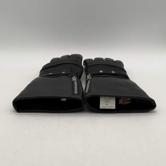 Harley Davidson Mens Black Leather Adjustable Side Zip Riding Gloves Size XL image number 3