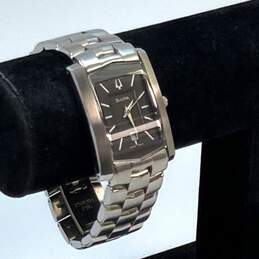 Designer Bulova C837288 Silver Rectangular Water Resist Analog Quartz Wristwatch