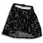 Womens Black White Floral Elastic Waist Pull-On A-Line Skirt Size Large image number 1