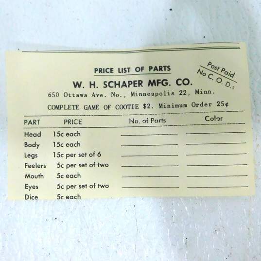 1949 W.H. Schapere Mfg. Co. The Game Of Cootie Educational Game image number 3