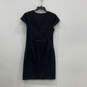 NWT Womens Blue Split Neck Short Sleeve Back Zip Sheath Dress Size 10 image number 2