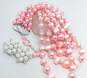 Vintage Pink & White Beaded Clip-On Earrings & Multi Strand Necklaces 198.6g image number 1