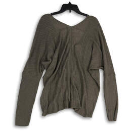 NWT Womens Gray V-Neck Long Sleeve Long Sleeve Pullover Sweater Size L alternative image
