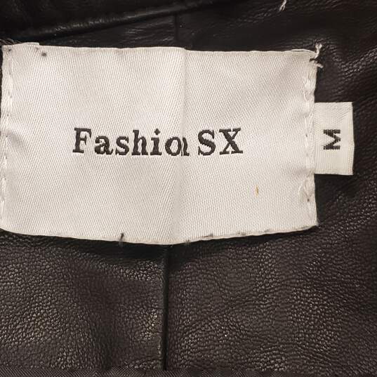 Fashion SX Women Black Faux Leather Jacket Sz M NWT image number 4