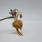 Fred Paris 18k Gold Heart Flowers Amethyst 2 Inch Brooch Pin 10.3g image number 7