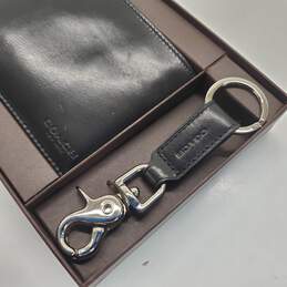 Coach Men's Bifold Black Leather Wallet & Keychain Gift Set alternative image