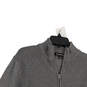 Mens Gray 1/4 Zip Mock Neck Tight-Knit Long Sleeve Pullover Sweater Size L image number 3