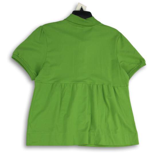 Style & Co. Womens Green Collared Short Sleeve Button Front Blouse Top Size L image number 2