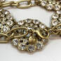 Designer J. Crew Gold-Tone Chain Clear Crystal Cut Stone Statement Necklace image number 4