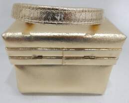 Vntg Gold Metallic Special Occasion Box Handbag alternative image