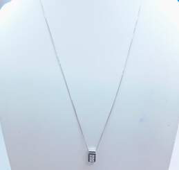 14K White Gold 0.36 CTTW Princess Cut Diamond Pendant Necklace 3.0g
