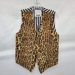 AUTHENTICATED WMNS MOSCHINO CHEAP ADN CHIC LEOPARD PRINT STRIPED VEST