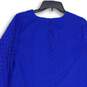 NWT Womens Blue Long Sleeve Keyhole Back Ruffled Hem Shift Dress Size S image number 4
