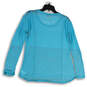 Womens Blue Burnout Long Sleeve Performance Pullover T-Shirt Size Large image number 2