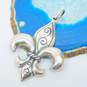 Romantic 900 & 925 Silver Fleur de Lis Pendant Necklace & Scrolled Bracelet 51.0g image number 3