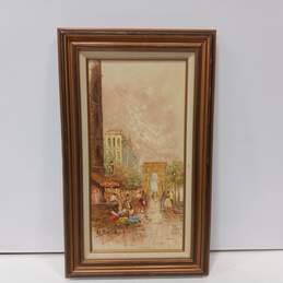 Framed And Signed Paris Street Oil Painting By M. Church 30" x 18"