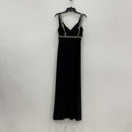 Womens Black Sequin Sweetheart Neck Sleeveless Side Zip Long Maxi Dress Size 8