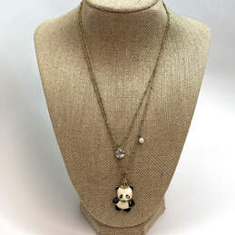 Designer Betsey Johnson Gold-Tone Cute Panda With Crown Pendant Necklace