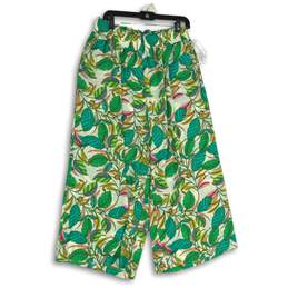NWT Rose + Olive Womens Multicolor Tropical Print Wide Leg Ankle Pants Size 1X