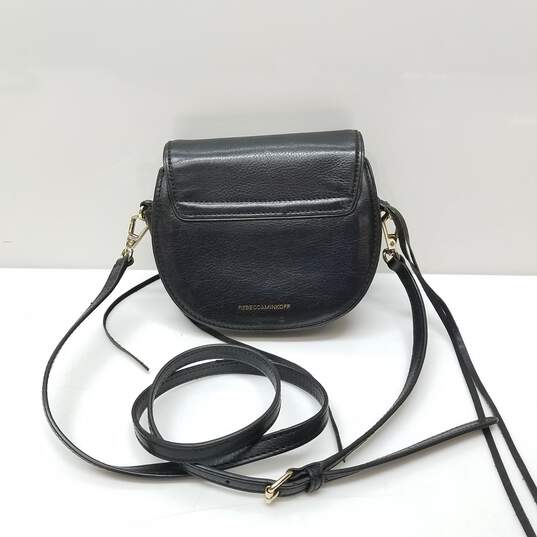 Rebecca Minkoff Black Leather Mini Crossbody Saddle Bag image number 2