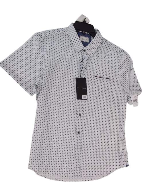 NWT Mens White Collared Short Sleeve Causal Button Up Shirt Size L image number 1