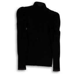 Womens Black Knitted Long Sleeve Mock Neck Classic Pullover Sweater Sz XS alternative image