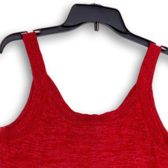 NWT Womens Red Knitted Sleeveless Wide Strap Scoop Neck Pullover Tank Top 0 image number 4
