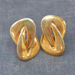 14K Yellow Gold Abstract Omega Pierced Earrings 4.9g