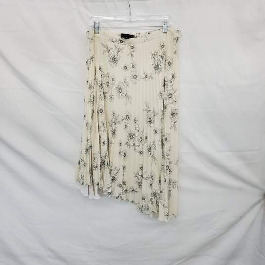 Sanctuary Light Yellow & Black Floral Patterned Pleated Asymmetrical Maxi Skirt WM Size 1X image number 2