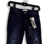 NWT Womens Blue Denim Distressed Dark Wash Stretch Skinny Leg Jeans Size 24 image number 4