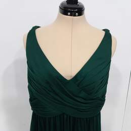DB Studio Celebrate Juniper Green Long Mesh Gown With Cowl Size 14 NWT alternative image