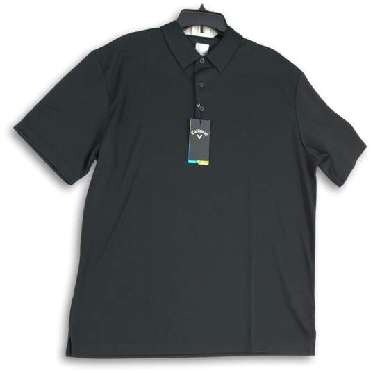 NWT Callaway Mens Black Spread Collar Short Sleeve Polo Shirt Size XL image number 1