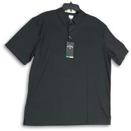 NWT Callaway Mens Black Spread Collar Short Sleeve Polo Shirt Size XL