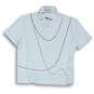 NWT Womens White Rhinestone Round Neck Short Sleeve Pullover T-Shirt Size S image number 1