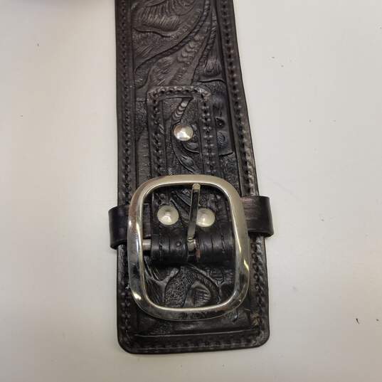 Black Leather Holster Drop Belt image number 4